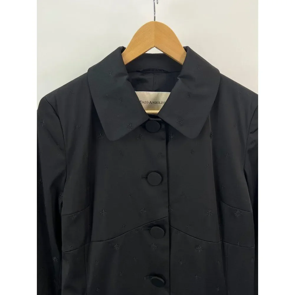 Enzo Angiolini sz M Black Atomic Starburst Long Coat - Picture 2 of 7